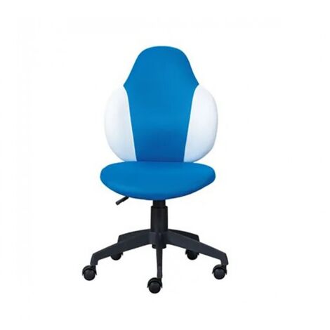 Chaise de Bureau Enfant Pivotante à Roulettes avec assise rembourrée, coloris Bleu / blanc - Longueur 52 x Profondeur 56 x Hauteur 103,5 cm