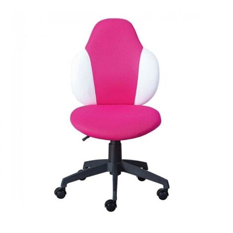 Chaise de Bureau Enfant Pivotante à Roulettes avec assise rembourrée, coloris Framboise / blanc - Longueur 52 x Profondeur 56 x Hauteur 103,5 cm