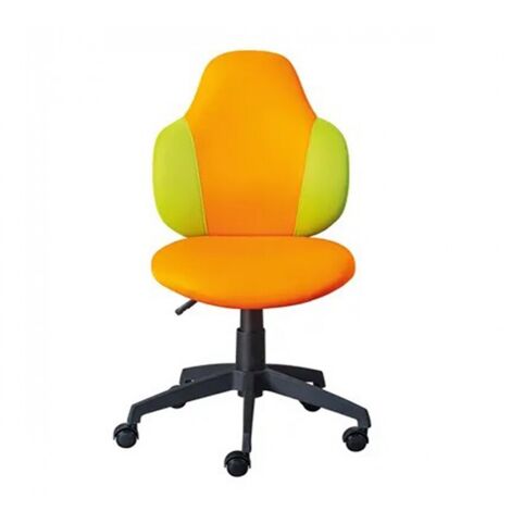 Chaise de Bureau Enfant Pivotante à Roulettes avec assise rembourrée, coloris Orange/Vert - Longueur 52 x Profondeur 56 x Hauteur 103,5 cm