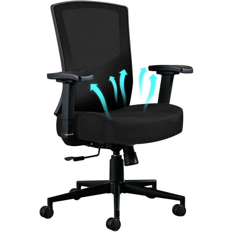 Okwish - Chaise de bureau ergonomique 200 kg, chaise ergonomique à dossier haut, chaise pivotante avec support lombaire réglable en 2D, balançoire à
