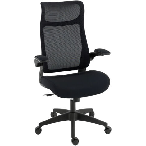 Chaise de bureau ergonomique avec accoudoirs 3D, dossier en maille, dossier en forme de S, appui-tête, fonction d'inclinaison, noire