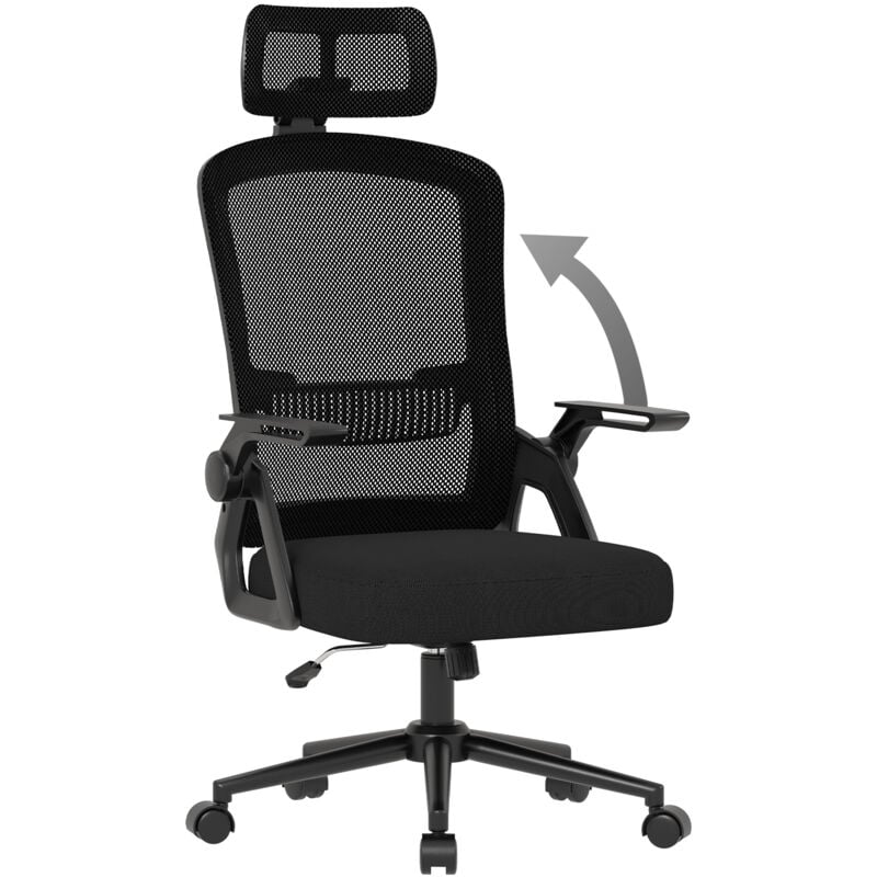 Wowttrelax - Chaise de Bureau Ergonomique avec Accoudoirs Réglables, Hauteur Réglable, Ergonomique en Maille Respirante avec Soutien Lombaire, Noir