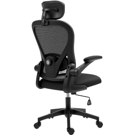 Chaise de bureau ergonomique avec accoudoirs relevables et soutien lombaire réglable, noire