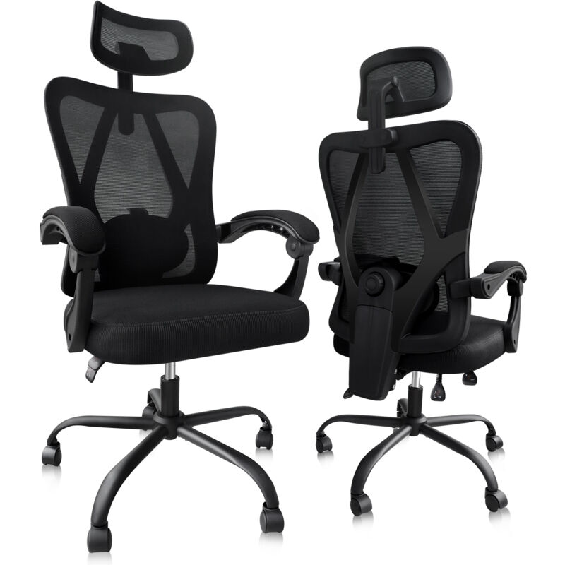 Magicfox - Chaise de Bureau Ergonomique avec Appuie-tête, Support Lombaire Réglable, Fauteuil d'ordinateur Pivotant, Dossier Inclinable à 135°