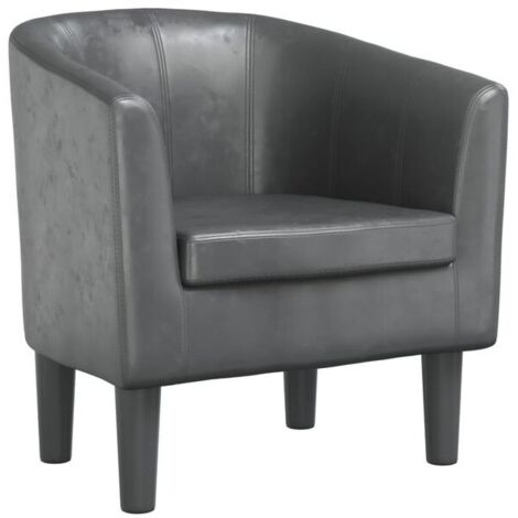 Chaise de bureau ergonomique avec dossier rembourré en simili cuir gris – Assise confortable, réglable en hauteur, idéale pour home office et espace de travail