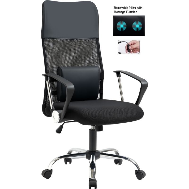 Chaise de Bureau Ergonomique avec Massage 2 Points en Mesh Noir Chaise de Bureau Ergonomique avec Massage 2 Points en Mesh Noir