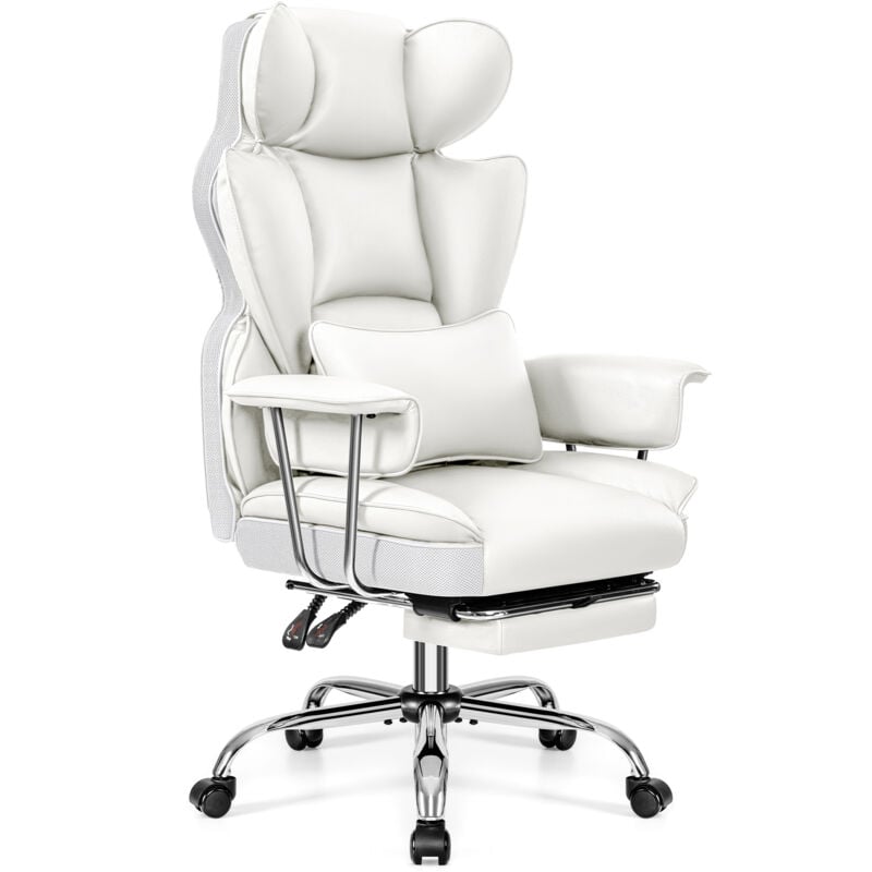 Felixking - Chaise de Bureau Ergonomique avec Repose-Pieds et Soutien Lombaire - en Cuir synthétique - avec Soutien Lombaire et Dossier Haut - Chaise