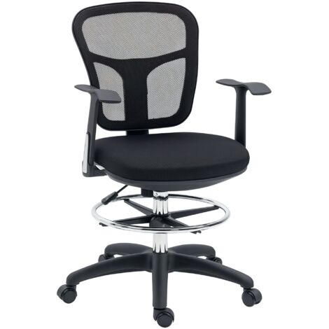 Chaise de bureau ergonomique avec repose-pieds, réglable en hauteur, 59 x 59 x 115 cm, couleur noire