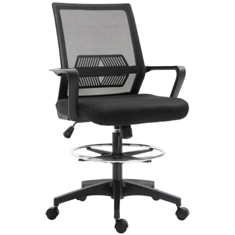 Chaise de bureau ergonomique avec repose-pieds réglable et dossier mesh – noir