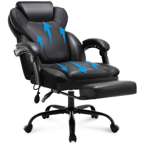 Chaise de bureau ergonomique, capacité de charge de 180 kg, chaise de bureau avec repose-pieds, chaise pivotante en tissu, chaise d'ordinateur avec repose-pieds pour bureau à domicile et bureau