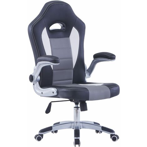 Chaise De Bureau - Ergonomique Chaise de jeu Noir Similicuir,52,5x67x(112-122) cm