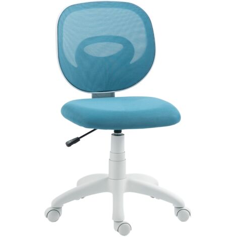 Chaise de bureau ergonomique dossier en C réglable en hauteur bleue, siège pivotant confortable pour bureau à domicile et usage prolongé