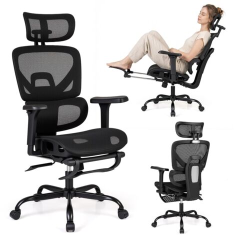 chaise de bureau ergonomique dossier haut maille chaise gaming fauteuil de bureau support lombaire réglable adaptatif dossier inclinable appui-tête