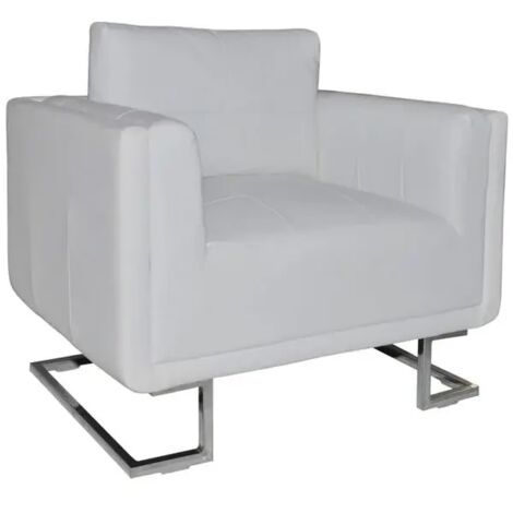 Chaise de bureau ergonomique en cuir synthétique blanc – Assise rembourrée, dossier réglable, pieds chromés – Confort optimal pour le télétravail et le bureau