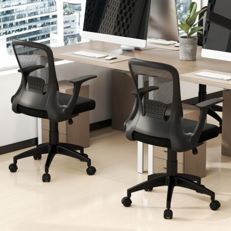 Chaise de Bureau Ergonomique en Maille Chaise Exécutive Réglable en Hauteur avec Dossier Réglable Accoudoirs Relevables et Support Noir