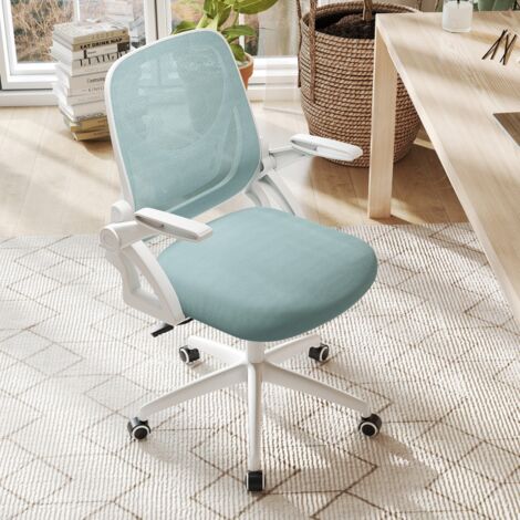 Chaise de Bureau Ergonomique en Résille avec Soutien Lombaire et Accoudoirs Relevables Conception Pivotante et Réglable en Hauteur Bleu