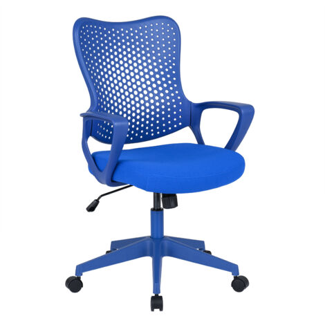 Chaise de Bureau Ergonomique, Fauteuil Bureau Pivotante avec Accoudoirs, Dossier Respirant, Assise Mesh, Hauteur Réglable, Charge 150 kg, Bleu