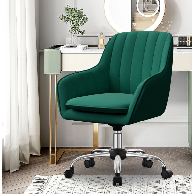 Authmic - Chaise de Bureau Fauteuil de Bureau à Roulettes Réglable en Hauteur pour Bureau et Chambre, Fausse Fourrure- 150 Kg - Vert.