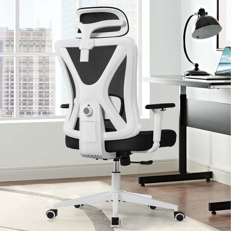 Chaise de bureau en maille à dossier haut, fauteuil réglable en hauteur  avec Support lombaire pivotant et roulettes doubles - AliExpress