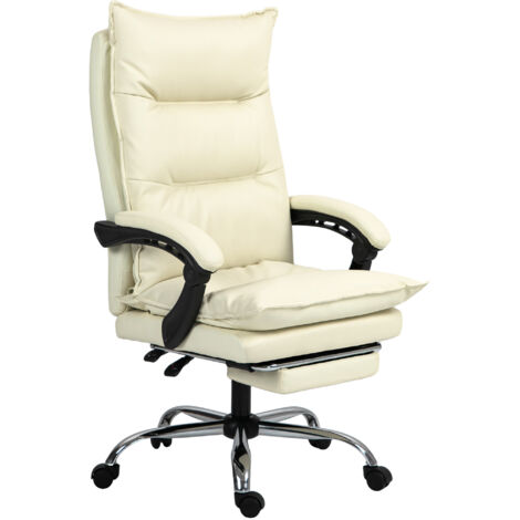 Chaise de bureau ergonomique, fauteuil inclinable, reposepied, beige