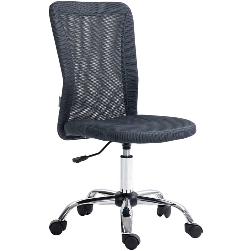Chaise de bureau ergonomique hauteur réglable piètement chromé pivotant 360° revêtement gris foncé - Vinsetto