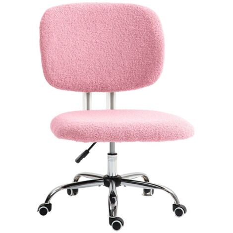 Chaise de bureau-ergonomique-hauteur réglable-sans accoudoirs-fauteuil pivotant-velours rose-pour bureau gaming-48x53x80-90cm