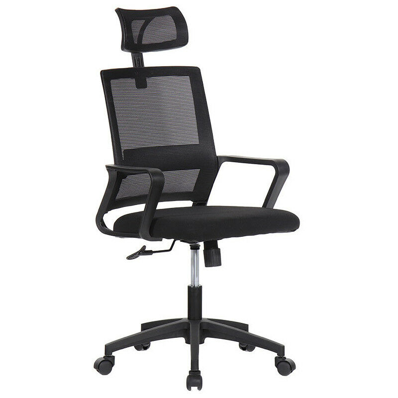 Chaise De Bureau Ergonomique Noire Avec Dossier En Maille De Nylon EDM