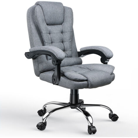 Chaise de bureau ergonomique - Rattantree Fauteuil de bureau - Hauteur réglable - Pivotante Double Rembourrage Epais - Gris