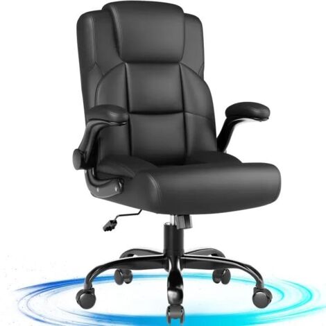 Chaise de bureau ergonomique réglable avec accoudoirs relevables - Noir