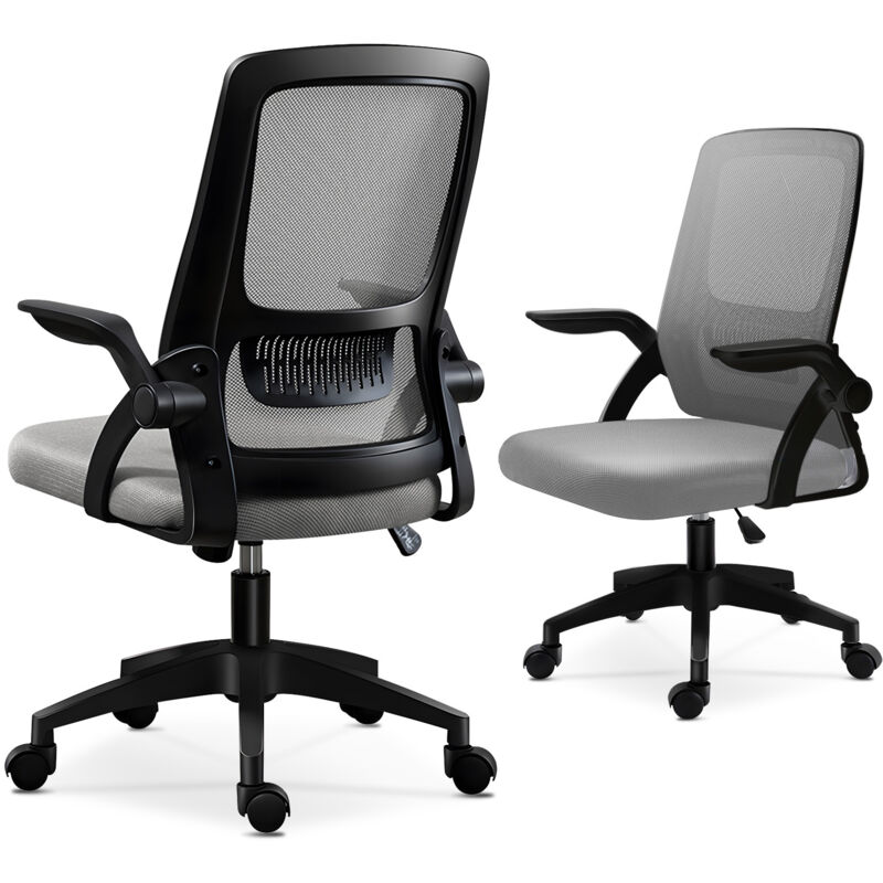 Chaise de Bureau Ergonomique - Réglable en Hauteur, Mécanisme d'Inclinaison, siège et Dossier en Toile Respirante - Gris