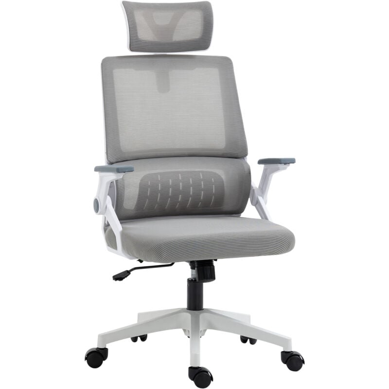 Chaise de bureau ergonomique réglable inclinable pivotante maille polyester gris