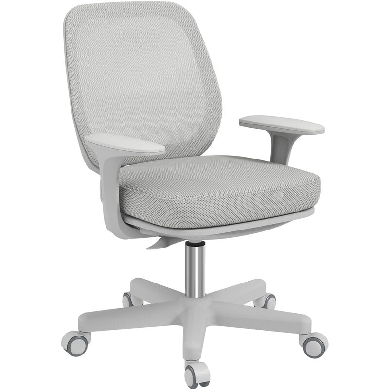 Chaise de bureau ergonomique hauteur réglable pivotante 360° revêtement maille gris