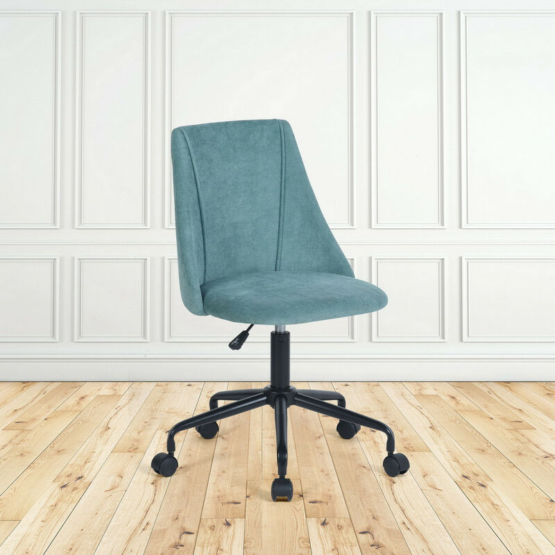 urban meuble - chaise de bureau scandinave à roulettes heauteur ajustable tissu doux bleu - bleu
