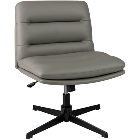 Chaise de Bureau Ergonomique sans Accoudoirs, Fauteuil Salon Pivotant à 360° Hauteur Réglable, Fonction à Bascule, en Simili Cuir, Gris