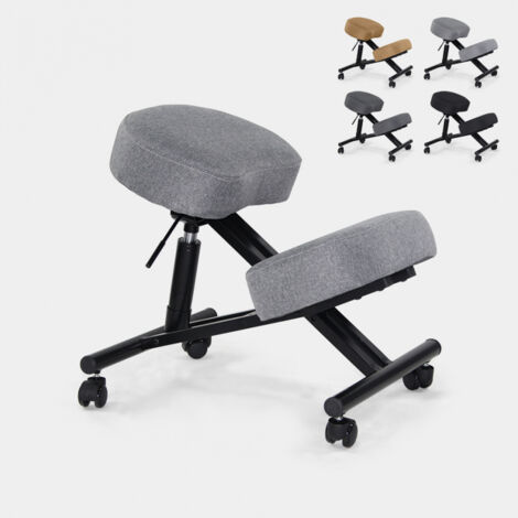 BODYLINE HEALTH AND MASSAGE Chaise de bureau ergonomique siège assis-genoux en tissu Balancesteel Lux Couleur: Gris