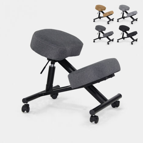 BODYLINE HEALTH AND MASSAGE Chaise de bureau ergonomique siège assis-genoux en tissu Balancesteel Lux - Gris foncé