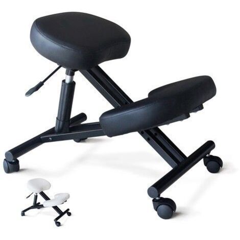 BODYLINE HEALTH AND MASSAGE Chaise de bureau ergonomique siège assis-genoux similicuir Balancesteel Couleur: Noir