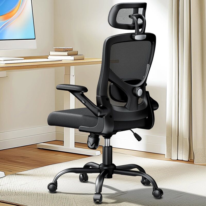 Marsail - Chaise de Bureau Ergonomique,Chaise de Bureau Ergonomique avec Support Lombaire Réglable, Appuie,Tête et Accoudoirs,Réglage de la Hauteur