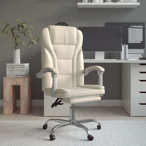 Fauteuil inclinable de bureau，Chaise Bureau Ergonomique, Chaise Gaming Crème Similicuir FNNF538541 MaisonChic