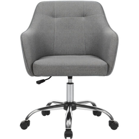Chaise de Bureau, Fauteuil d'Appoint pour le Bureau à Domicile, en Tissu Coton-Lin, Hauteur Réglable, Gris Tourterelle
