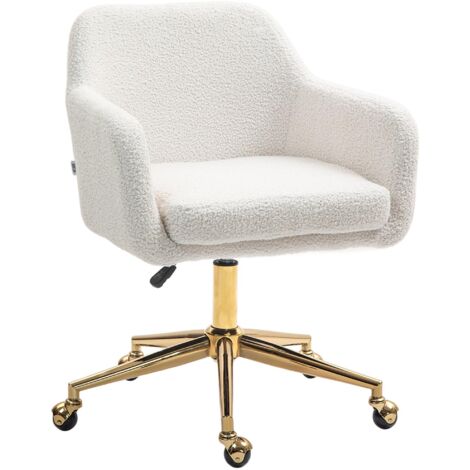 Chaise de bureau fauteuil de bureau avec roulettes hauteur réglable assise pivotante à 360° 60 x 61 x 79-88 cm crème