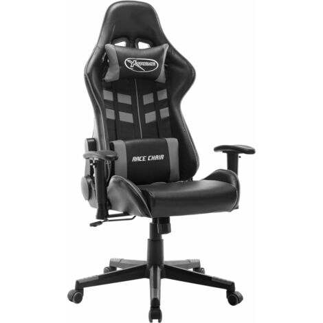Chaise de bureau Fauteuil de bureau | Chaise gamer Noir et gris Cuir artificiel 66239 - Multicolore