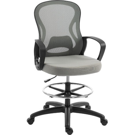 Chaise de bureau  Fauteuil de bureau  Chaise gaming Tissu en maille, mousse Gris 65x59x123 cm