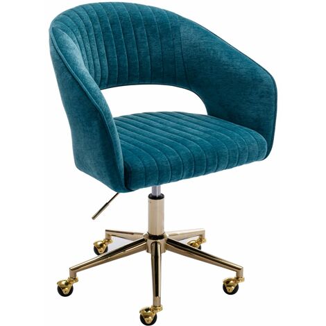 Chaise de Bureau Fauteuil de Bureau Erconomique en Chenille Chaise Bureau avec Siège Pivotant à 360°, Bleu Sarcelle - Bleu Sarcelle