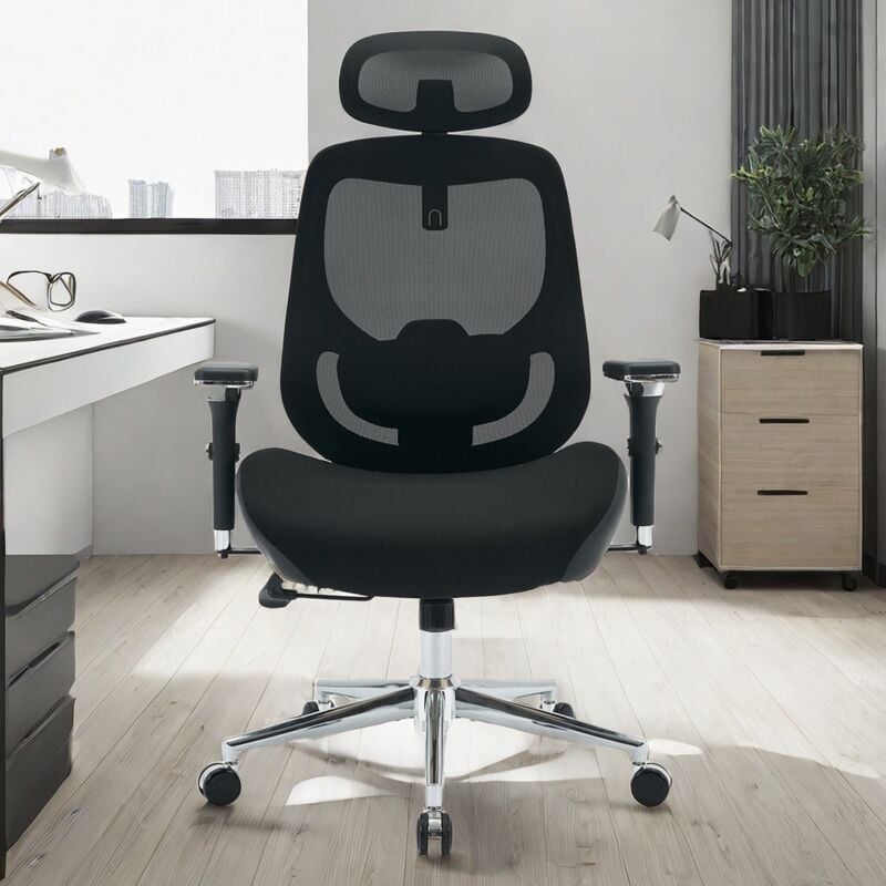 Dans Les Nuages - Chaise de Bureau - Fauteuil de bureau Ergonomique avec Accoudoirs Réglables, Chaise Haute en Maille, Support Lombaire et
