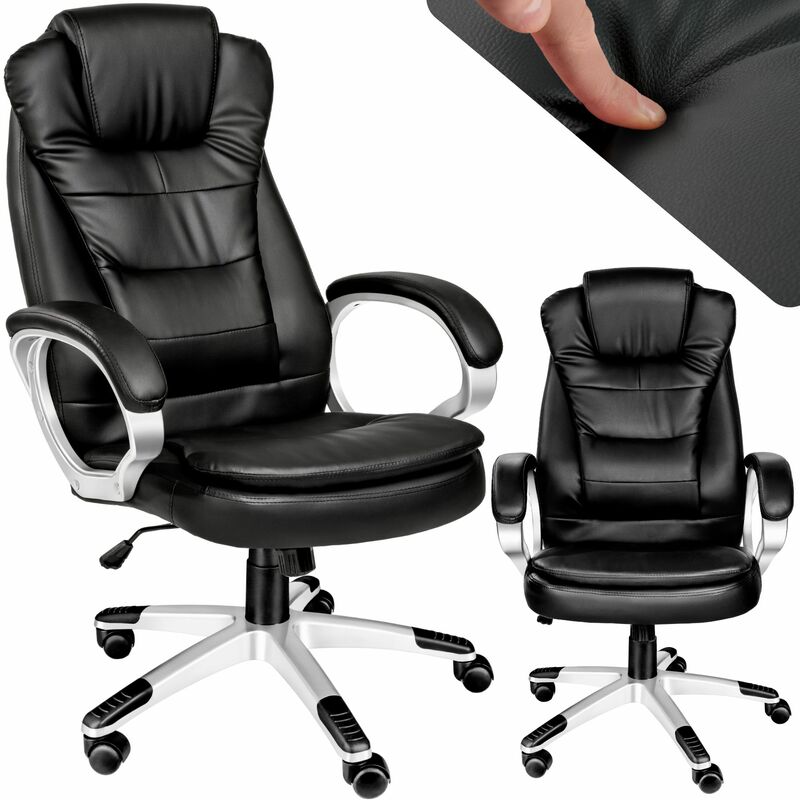 tectake - fauteuil de bureau rotatif à 360° réglable en hauteur - noir - noir