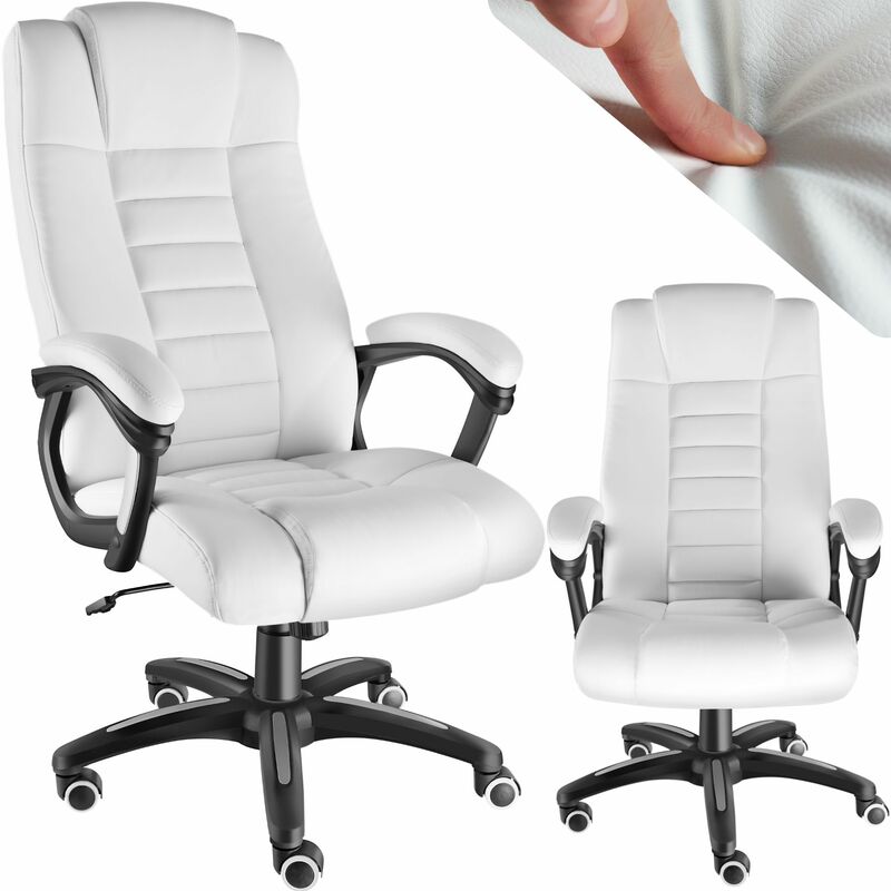 tectake - fauteuil de bureau rotatif à 360° et réglable en hauteur - blanc