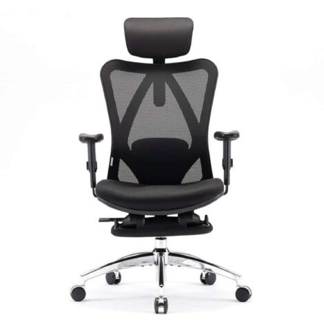 Chaise De Bureau Fauteuil Ergonomique Avec Repose-Pieds Réglable En Hauteur Et Appui-Tête Siège En Maille Avec Inclinaison Du Dossier Et Support Lombaire,Noir