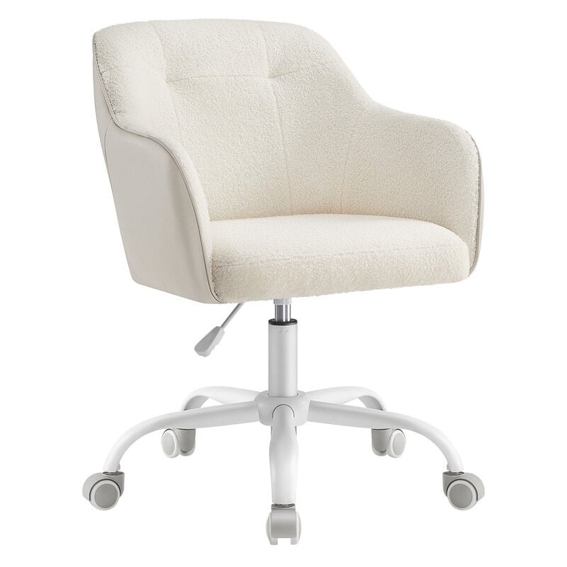 Songmics - Chaise de Bureau, Fauteuil Ergonomique, Siège Pivotant, Réglable en Hauteur, Capacité 110 kg, Cadre en Acier, Tissu Peluche Respirant et