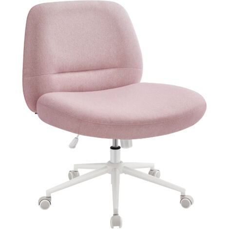 SONGMICS HOME Chaise de Bureau, Fauteuil Ergonomique, Style Moderne avec Base en Étoile, Siège Large et Confortable, Hauteur Réglable, Siège Pivotant, Tissu Coton-lin, Rose Bonbon